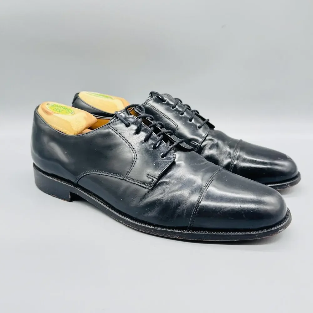 Cole Haan Shoes Mens 11 Black Leather Cap Toe Derby Oxford Lace Up Dress Classic